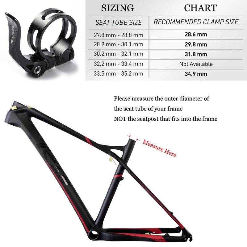 Corki Cycles 34.9mm Adjustable Bicycle Seatpost Clamp Quick Release, Aluminum Alloy Black KC89 - Image 3